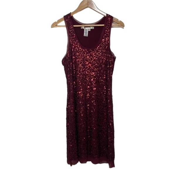 Max Studio burgundy sequined sleeveless cocktail dress Size M - Picture 2 of 7